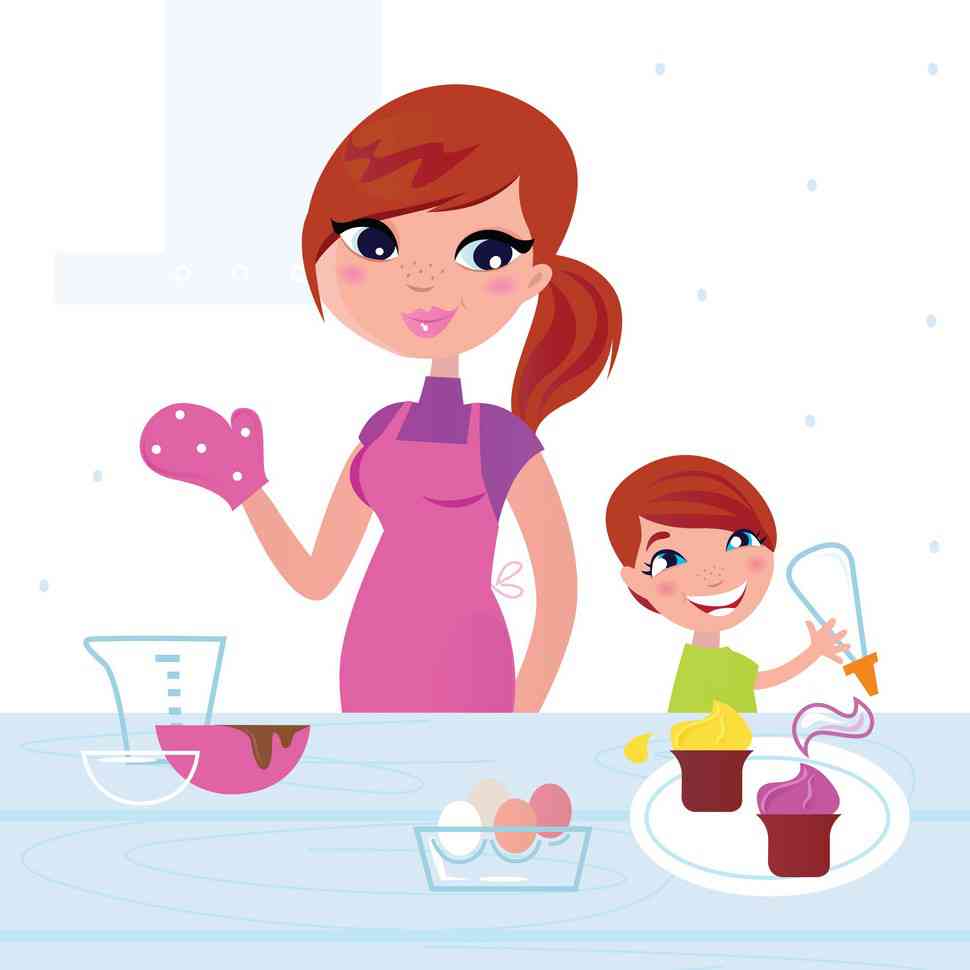 Иллюстрации мама с дочкой готовят